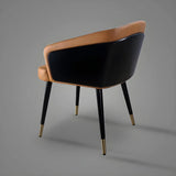 Faux Leather Cotton Dining Arm Chair with Wood Leg Image - 7
