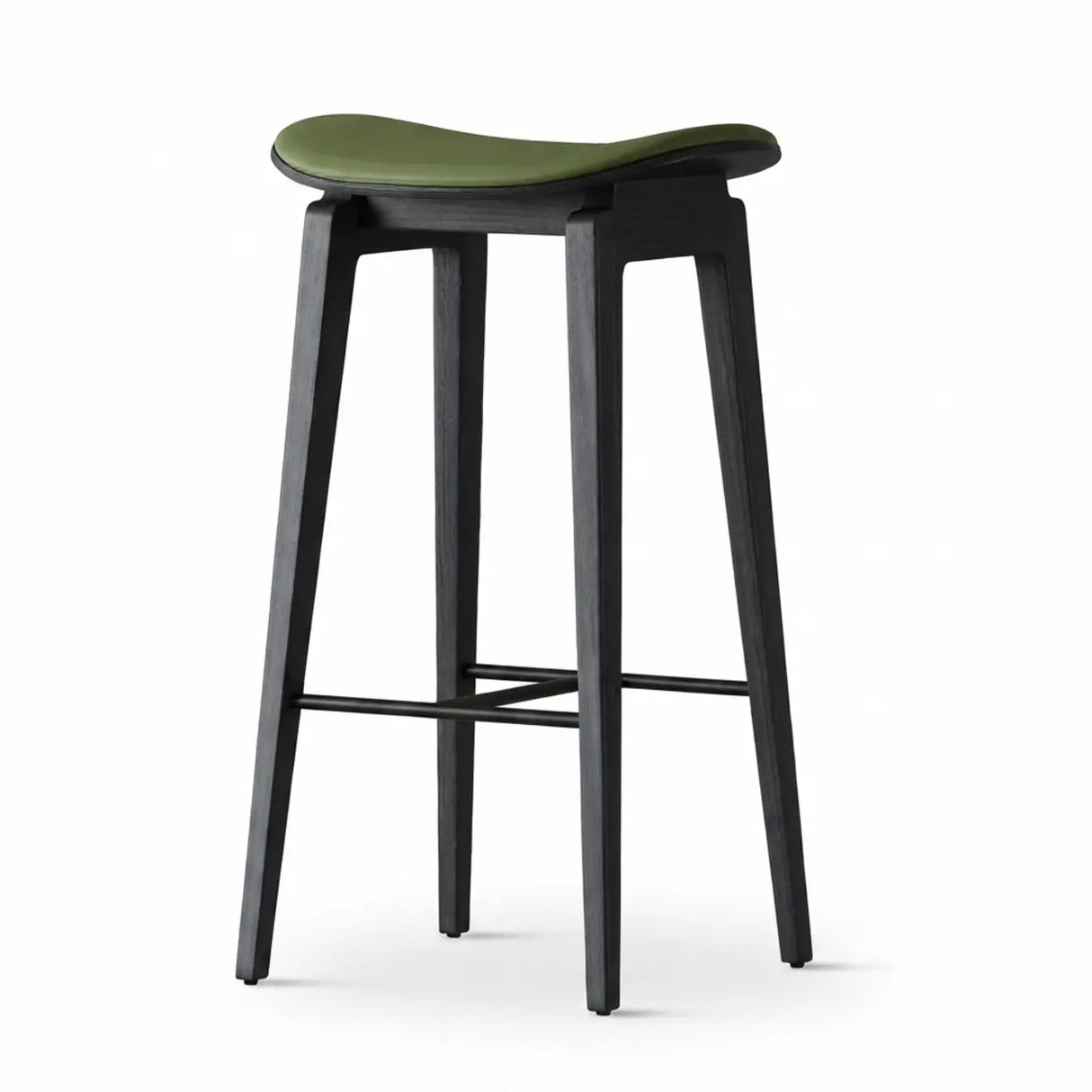Faux Leather Counter Stool with Footrest and Wood Frame Image - 10