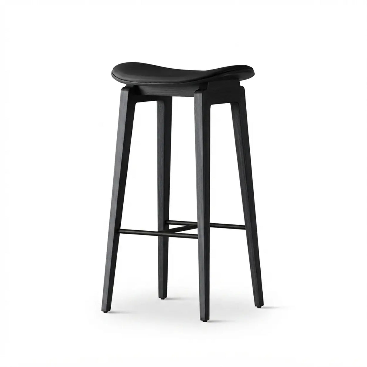 Faux Leather Counter Stool with Footrest and Wood Frame Image - 11