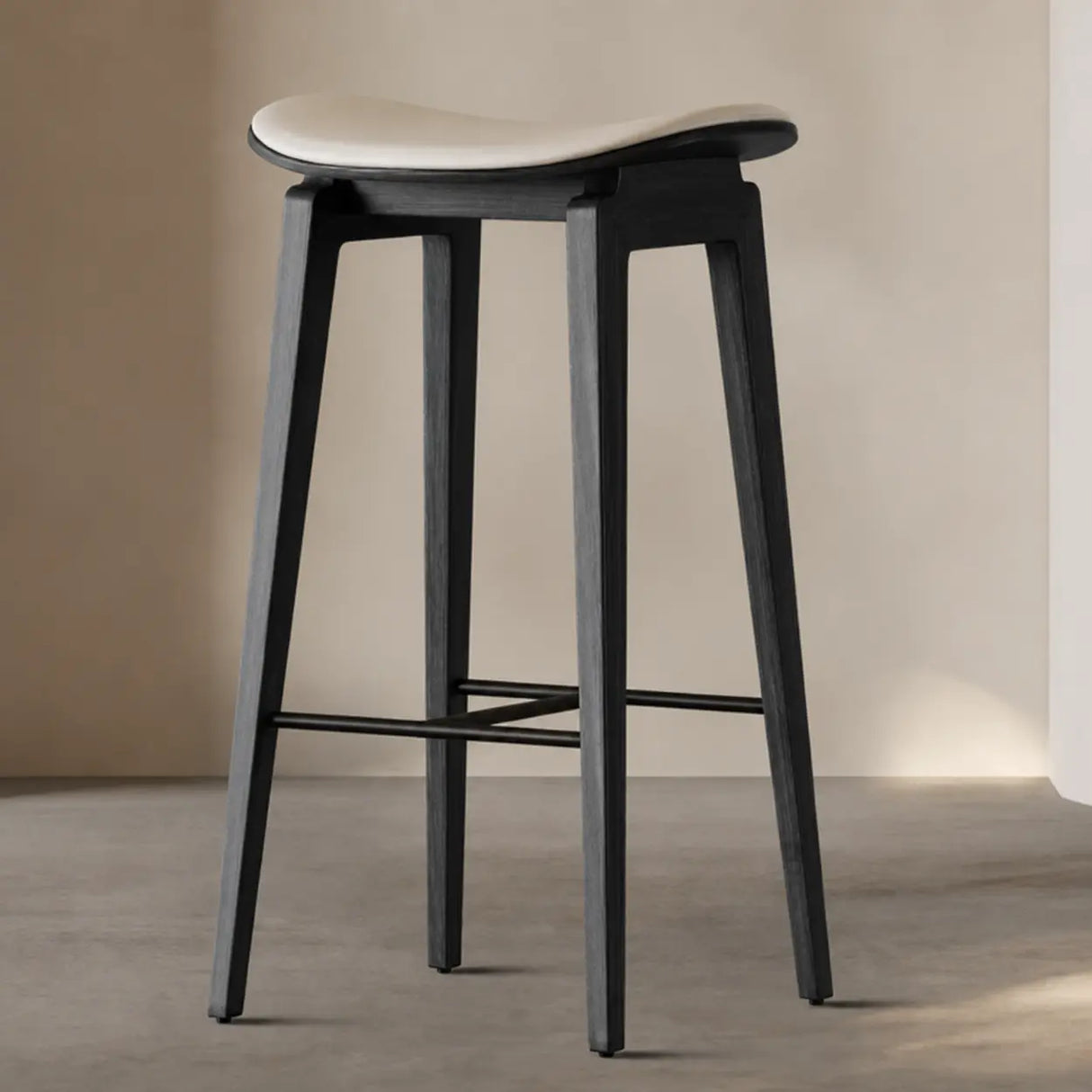 Faux Leather Counter Stool with Footrest and Wood Frame Image - 16