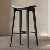 Faux Leather Counter Stool with Footrest and Wood Frame Image - 16