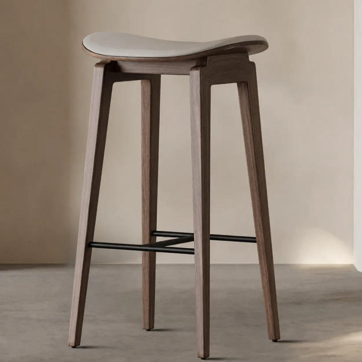 Faux Leather Counter Stool with Footrest and Wood Frame Image - 17
