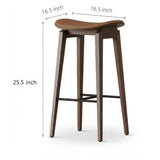 Faux Leather Counter Stool with Footrest and Wood Frame #size