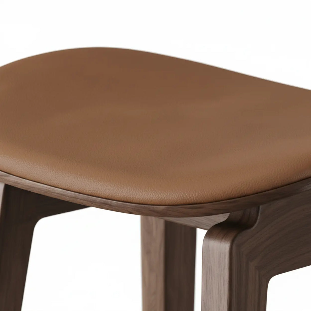 Faux Leather Counter Stool with Footrest and Wood Frame Image - 8