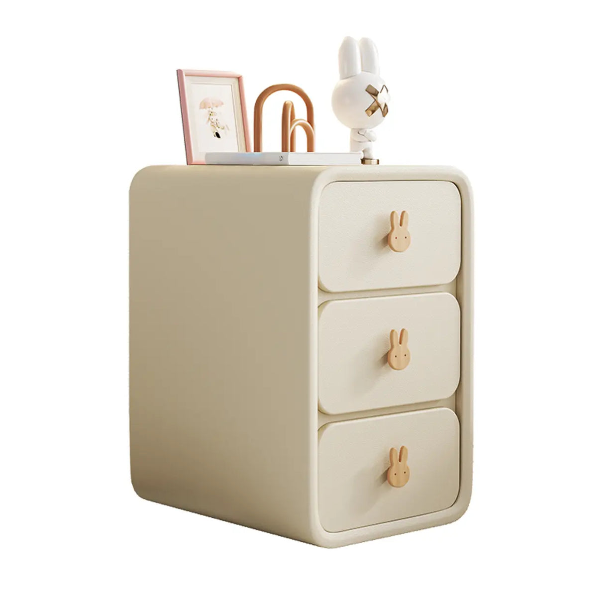 Faux Leather Countertop Kids Nightstand with Drawers Image - 1