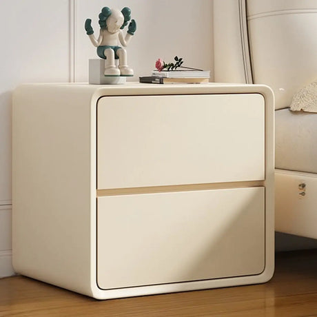Faux Leather Countertop Wood Frame Drawers Nightstand Image - 2