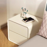 Faux Leather Countertop Wood Frame Drawers Nightstand Image - 4
