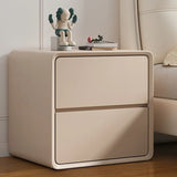 Faux Leather Countertop Wood Frame Drawers Nightstand Image - 7