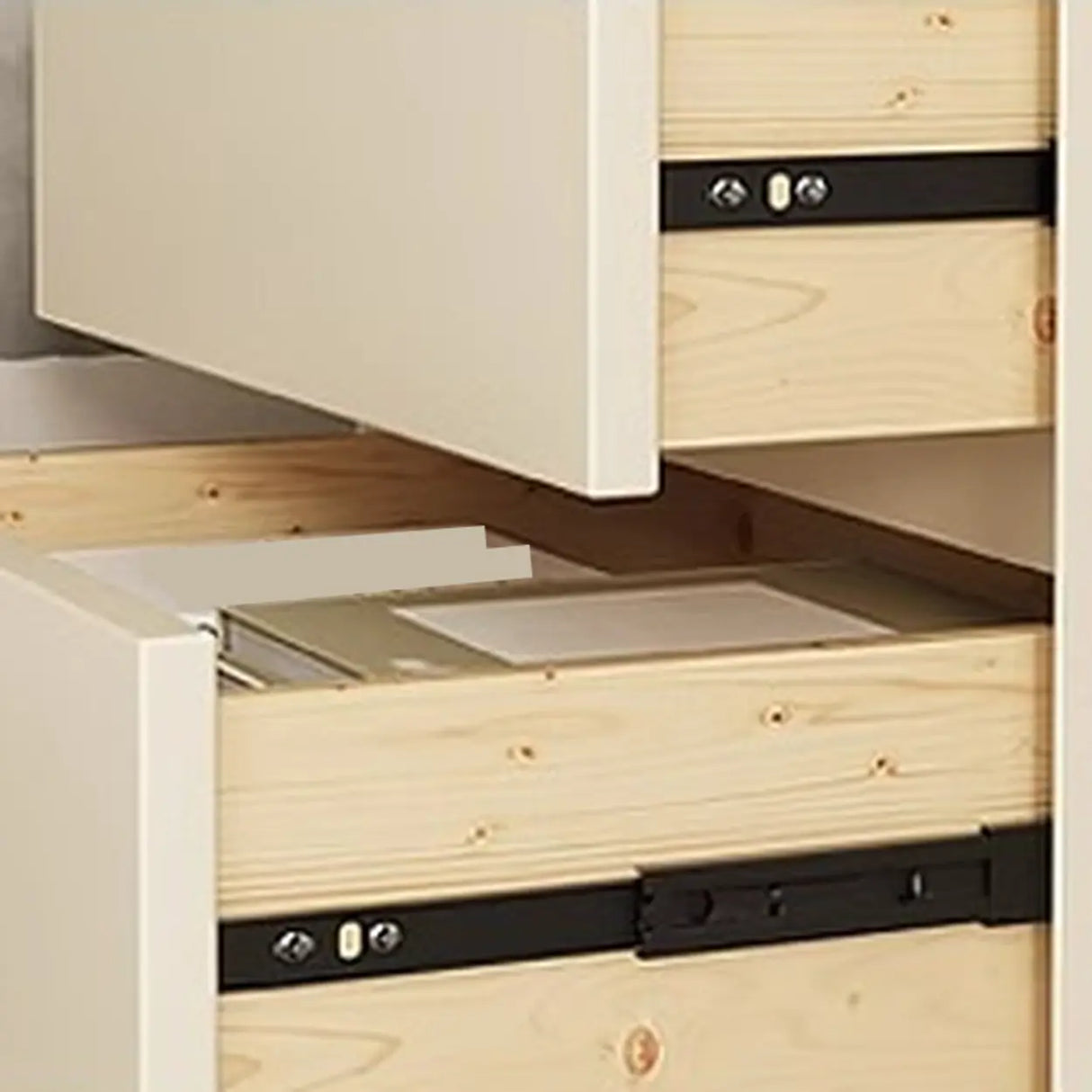 Faux Leather Countertop Wood Frame Drawers Nightstand Image - 9