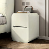 Faux Leather Countertop Wood Nightstand with Drawers Image - 13