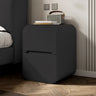 Faux Leather Countertop Wood Nightstand with Drawers Image - 17