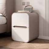 Faux Leather Countertop Wood Nightstand with Drawers Image - 2
