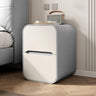 Faux Leather Countertop Wood Nightstand with Drawers Image - 3