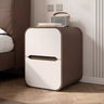 Faux Leather Countertop Wood Nightstand with Drawers Image - 5