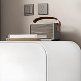 Faux Leather Countertop Wood Nightstand with Drawers Image - 6