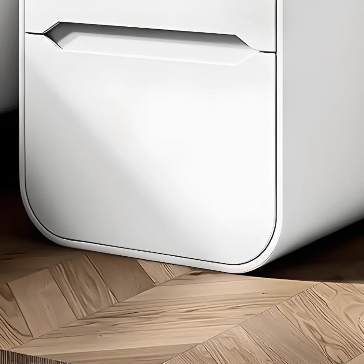Faux Leather Countertop Wood Nightstand with Drawers Image - 7