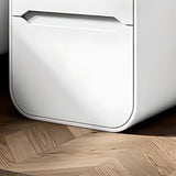 Faux Leather Countertop Wood Nightstand with Drawers Image - 7