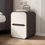 Faux Leather Countertop Wood Nightstand with Drawers Image - 8