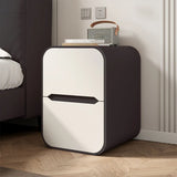 Faux Leather Countertop Wood Nightstand with Drawers Image - 9