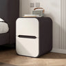 Faux Leather Countertop Wood Nightstand with Drawers Image - 9