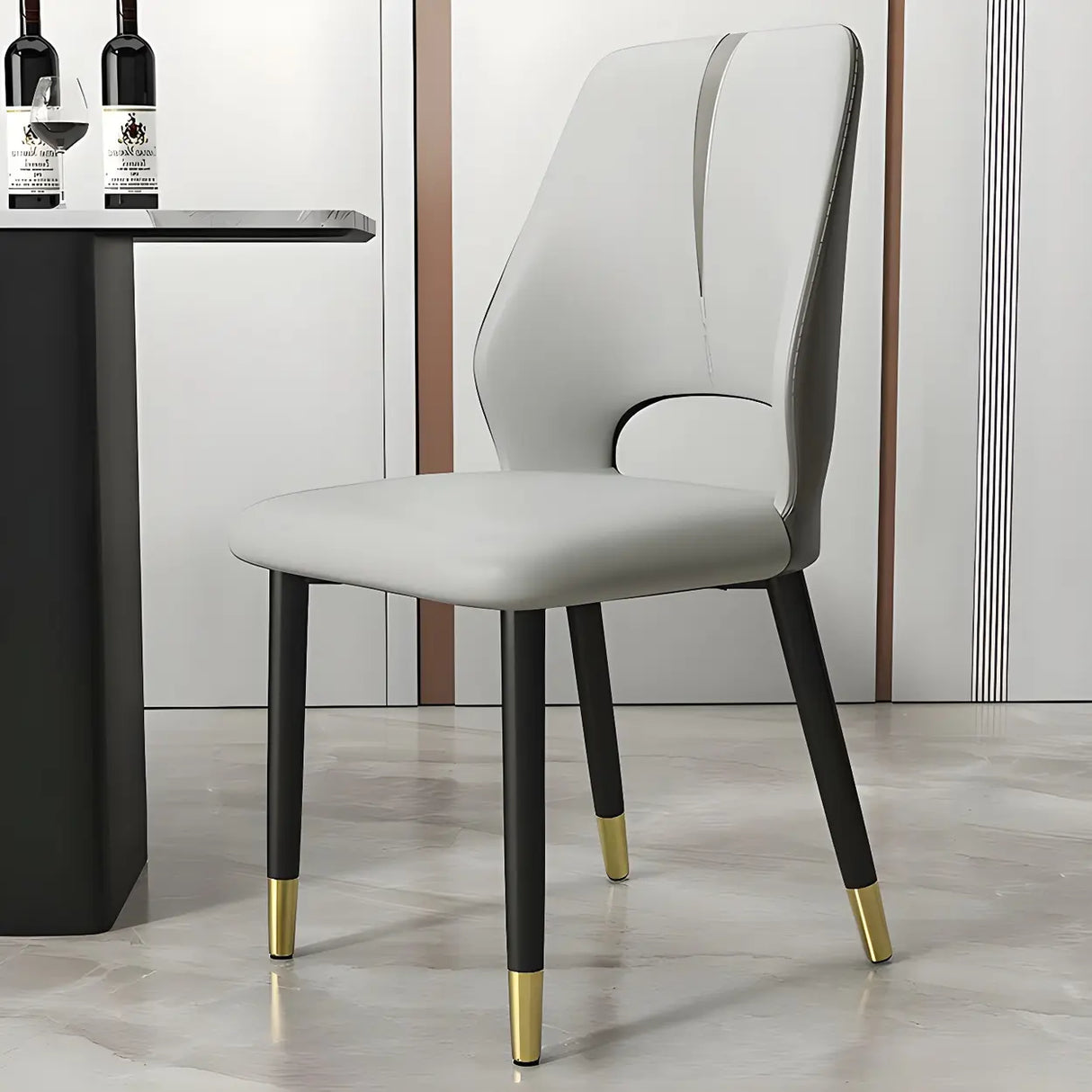 Faux Leather Dining Side Chair with Felt Foot Pads Image - 13