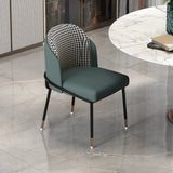 Faux Leather Houndstooth Upholstered Dining Chairs Image - 10