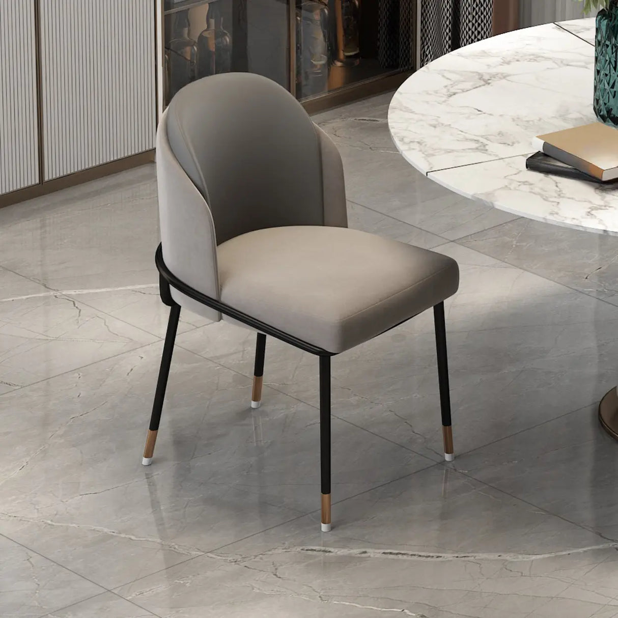 Faux Leather Houndstooth Upholstered Dining Chairs Image - 11