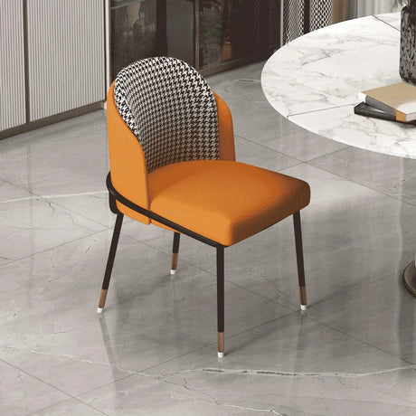 Faux Leather Houndstooth Upholstered Dining Chairs Image - 16