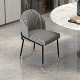 Faux Leather Houndstooth Upholstered Dining Chairs Image - 4