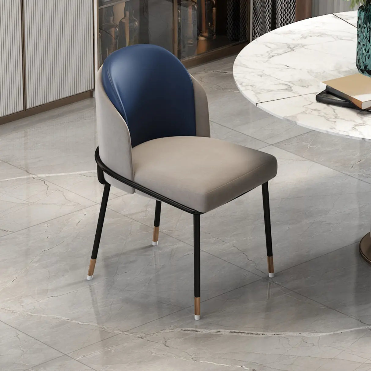Faux Leather Houndstooth Upholstered Dining Chairs Image - 7