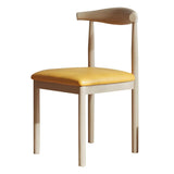 Faux Leather Linen Open Low Back Dining Side Chair Image - 10