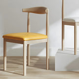 Faux Leather Linen Open Low Back Dining Side Chair Image - 19