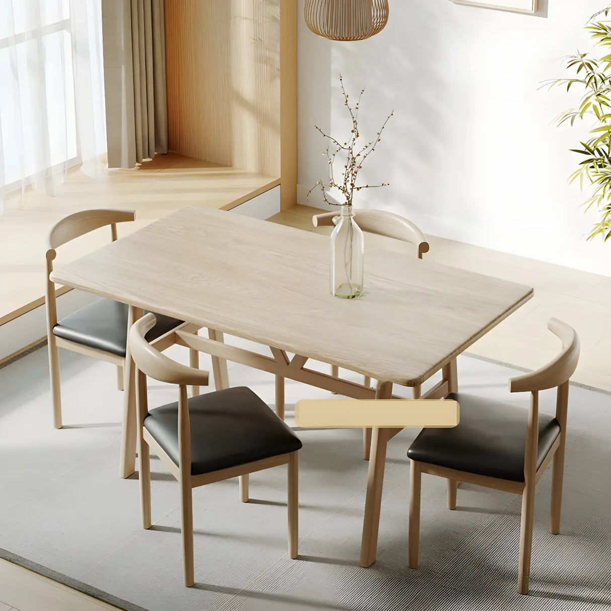 Faux Leather Linen Open Low Back Dining Side Chair Image - 29