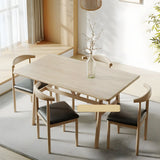 Faux Leather Linen Open Low Back Dining Side Chair Image - 29