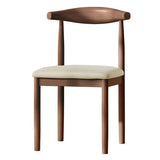 Faux Leather Linen Open Low Back Dining Side Chair Image - 2