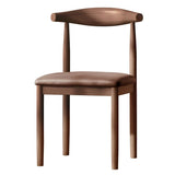 Faux Leather Linen Open Low Back Dining Side Chair Image - 3