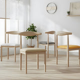Faux Leather Linen Open Low Back Dining Side Chair Image - 4