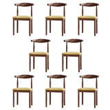 Faux Leather Linen Open Low Back Dining Side Chair Image - 51