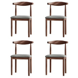 Faux Leather Linen Open Low Back Dining Side Chair Image - 53