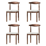 Faux Leather Linen Open Low Back Dining Side Chair Image - 57