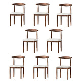 Faux Leather Linen Open Low Back Dining Side Chair Image - 59