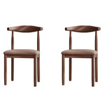 Faux Leather Linen Open Low Back Dining Side Chair Image - 60
