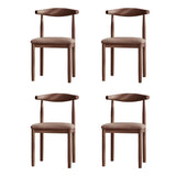 Faux Leather Linen Open Low Back Dining Side Chair Image - 61