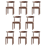 Faux Leather Linen Open Low Back Dining Side Chair Image - 63