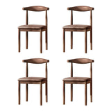 Faux Leather Linen Open Low Back Dining Side Chair Image - 65