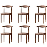 Faux Leather Linen Open Low Back Dining Side Chair Image - 66