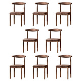 Faux Leather Linen Open Low Back Dining Side Chair Image - 67