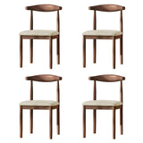 Faux Leather Linen Open Low Back Dining Side Chair Image - 69