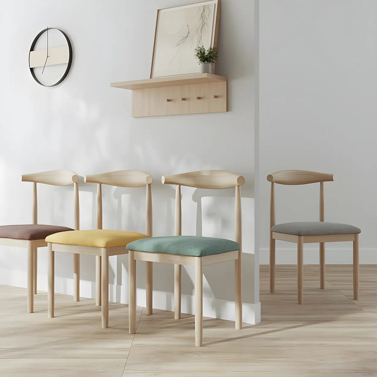 Faux Leather Linen Open Low Back Dining Side Chair Image - 6