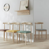 Faux Leather Linen Open Low Back Dining Side Chair Image - 6